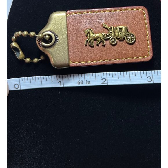 Vintage Coach 1941 Leather Hangtag Rogue Horse & Carriage Camel Oxblood Brass - Picture 10 of 11